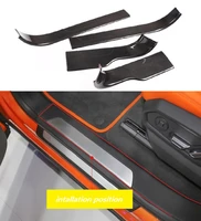 fit for lamborghini urus 2018 2021 real dry carbon fiber interior sill scuff threshold plate trim auto styling accessories