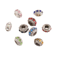 50pcs zinc alloy rhinestone bead european bead loose spacer beads large hole bead for jewelry making diy bracelet 1012x6mm