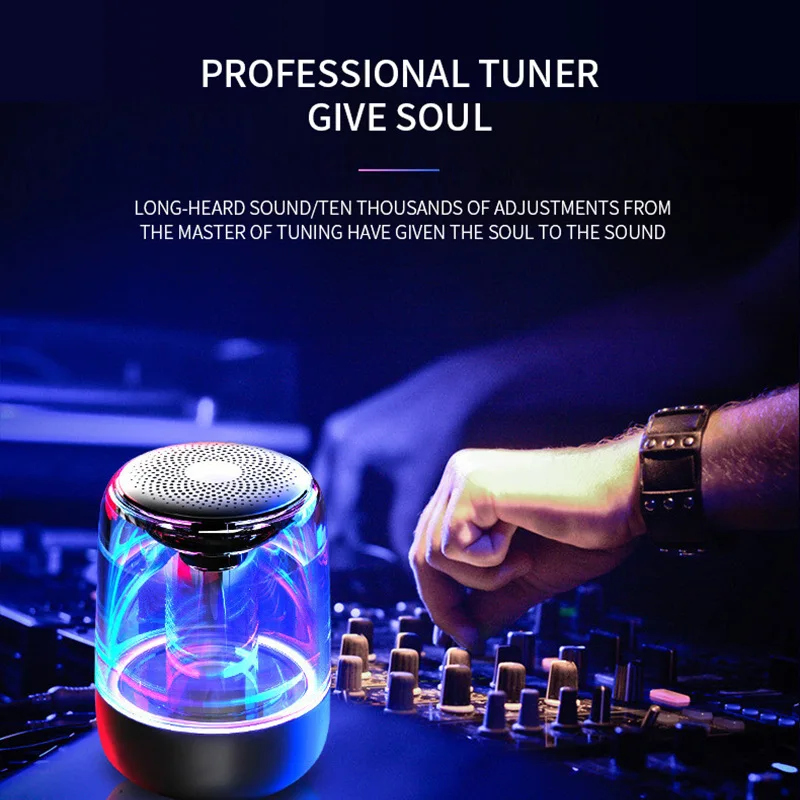 Мини Bluetooth динамик Хрустальное аудио стекло беспроводной цветной свет крутой