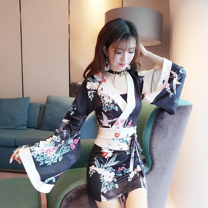 Traditional Japanese Kimonos Geisha Cosplay Kimono Haori Obi Yukata Japones Sexy Dresses Costume | Тематическая одежда и