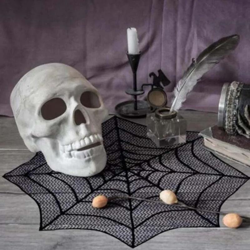 Хэллоуин паук звезда круглая веб скатерть камин стол Декор Топпер чехлы|Кулоны и