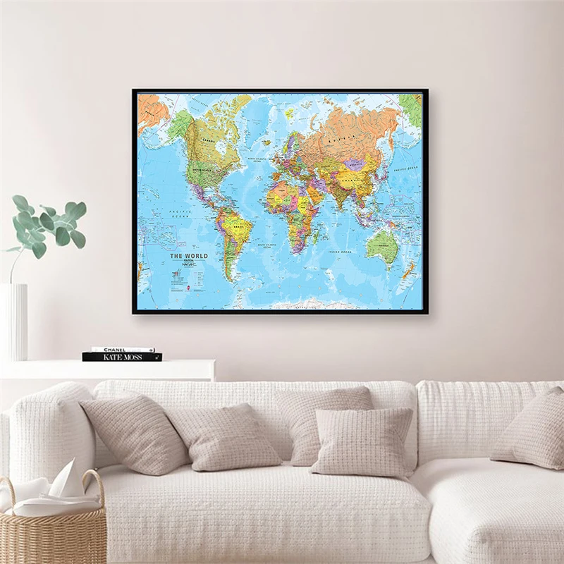 59*42 см политическая карта мира холст настенный художественный плакат украшение