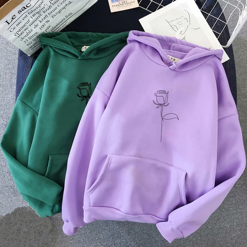 

Модная зимняя Толстовка большого размера, Женский Свободный свитшот, осенняя уличная одежда, худи с цветочным принтом, пуловеры