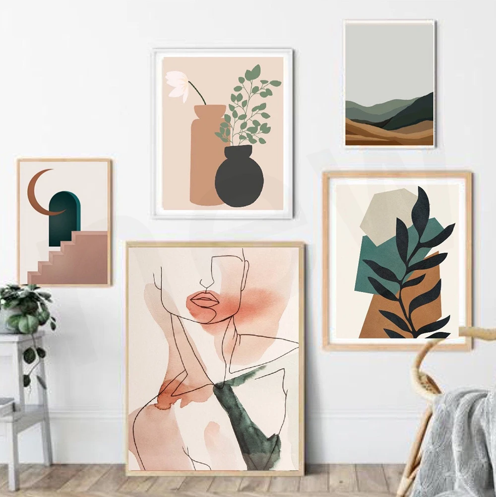 Настенная картина в стиле бохо абстрактный постер с изображением линий среднего