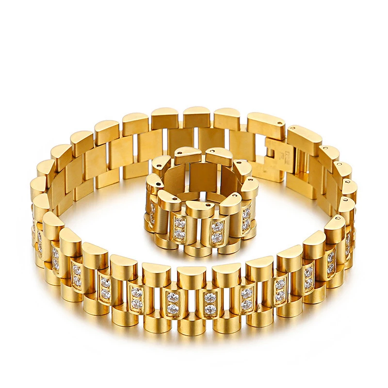 

BOEYCJR AAA Zircon Strap shape Stainless Steel Men Rings Fashion Jewelry Metal Alloy Finger Rings for Men