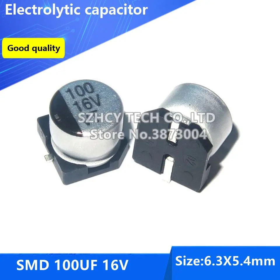 

100 шт. SMD 100 мкФ 16V 6,3*5,4 электролитический конденсатор