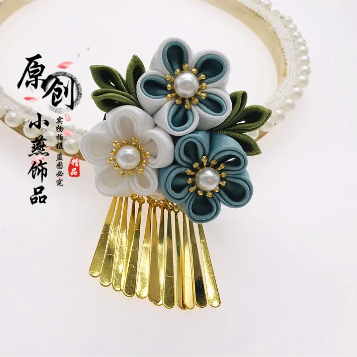 Заколка для волос в стиле кимоно девушек Винтажный зажим Сакура с красной гейшей