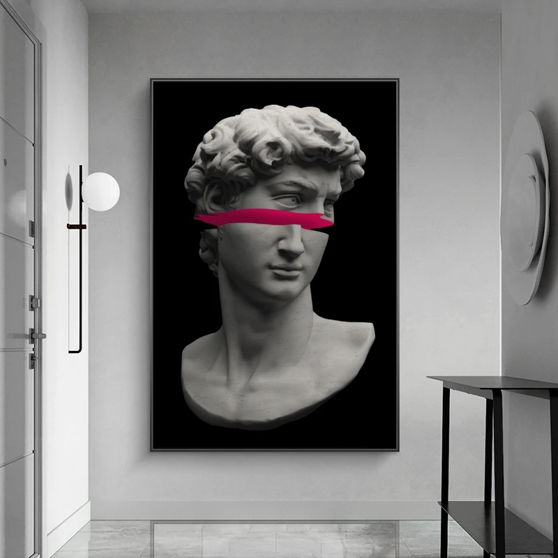 Смешное искусство Vaporwave скульптура Давида Брезентовая фотография|Рисование и