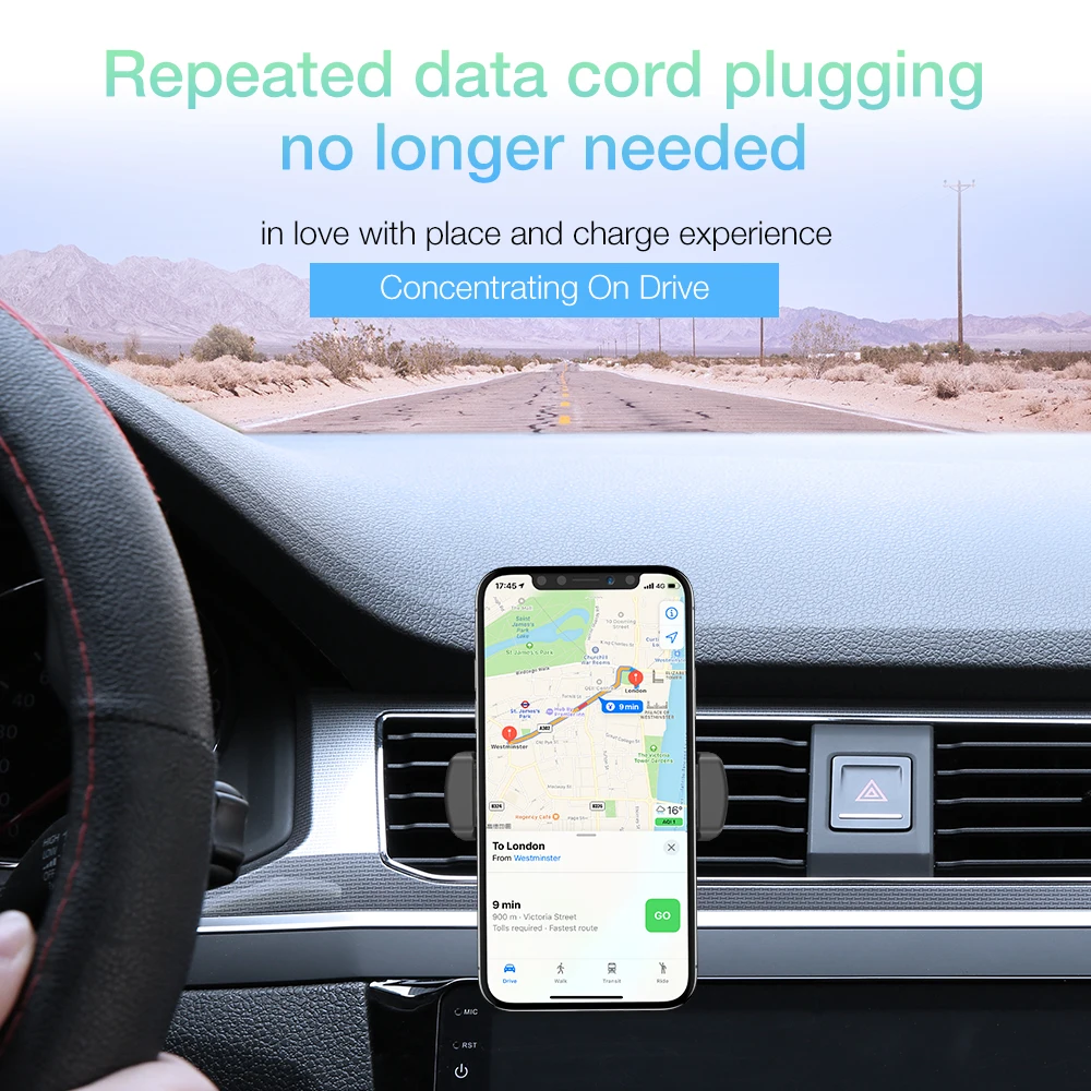 Беспроводной автомобильный держатель зарядного устройства для Samsung Note 10Plus S10 S9 Qi
