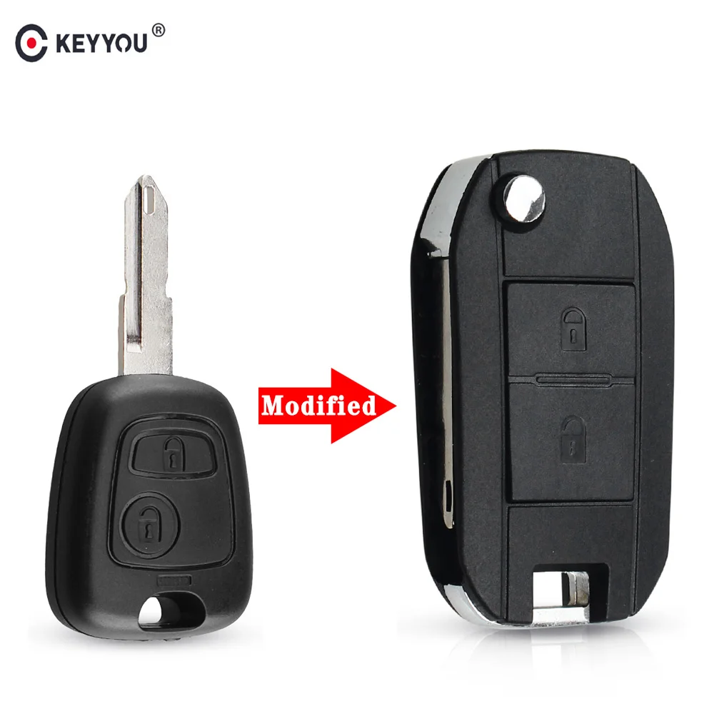 

Модифицированный Двухкнопочный чехол KEYYOU для выкидного ключа для Peugeot 206 306 406