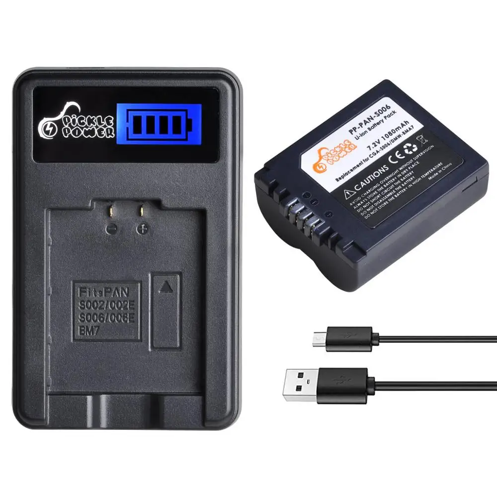 Комплект зарядного устройства USB с ЖК дисплеем и аккумулятором для Panasonic Lumix CGA S006E