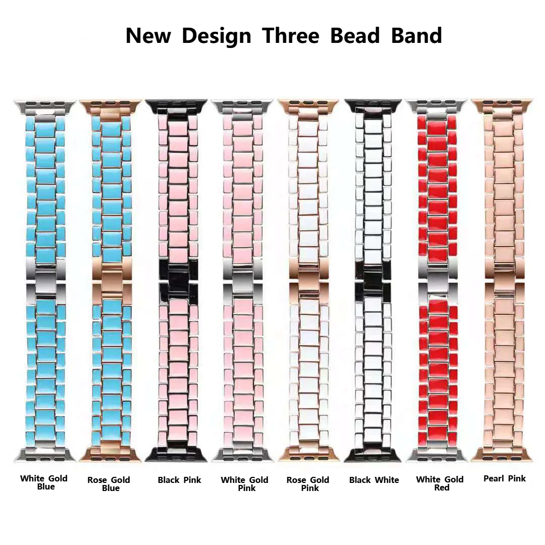 Compatible with Apple Watch Band 38mm 40mm 42mm 44mm SE 123456 Drop Glue On Stainless Steel Watch Bracelets