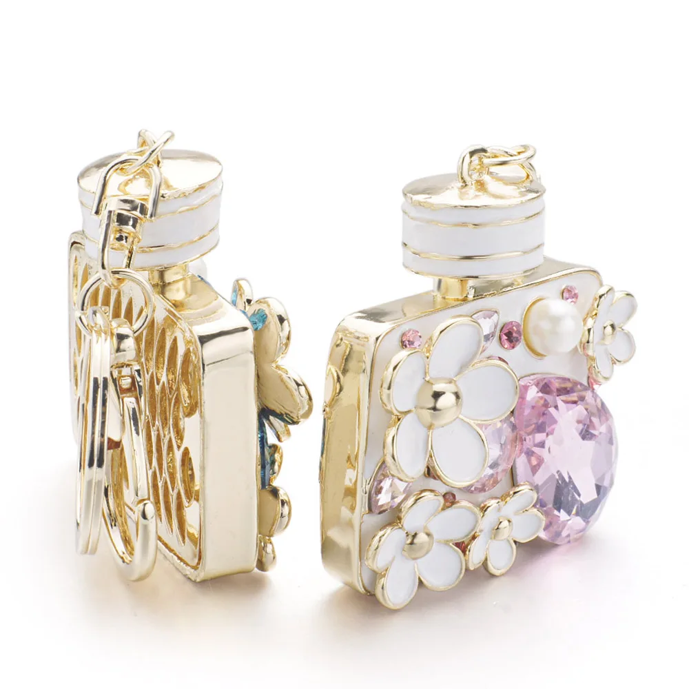 Dalaful эмалевый цветок Стразы бутылки брелки кристалл сумка кулон для автомобиля