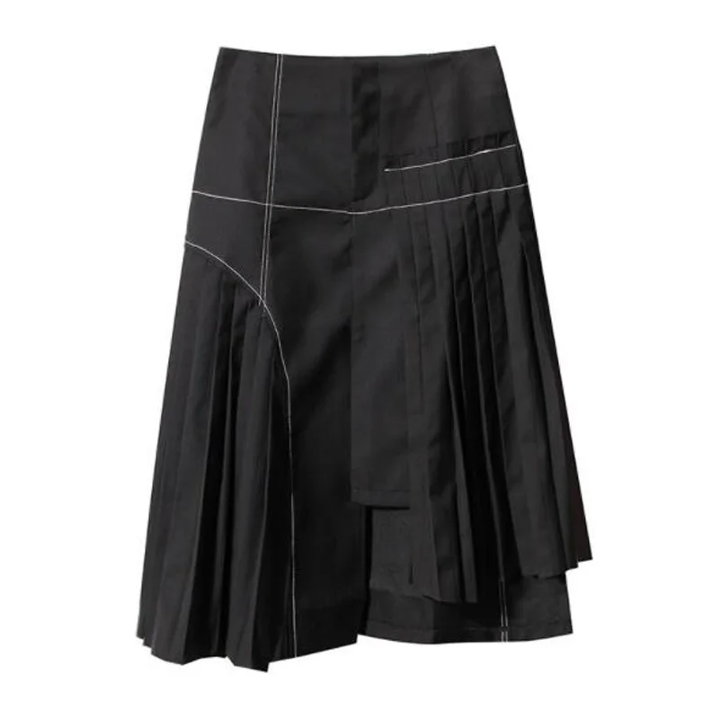 

Cultiseed 2021 Spring New Fashion Irregular Patchwork Pleated Skirts For Women Female High Waist Elegant Office Work Party Gowns