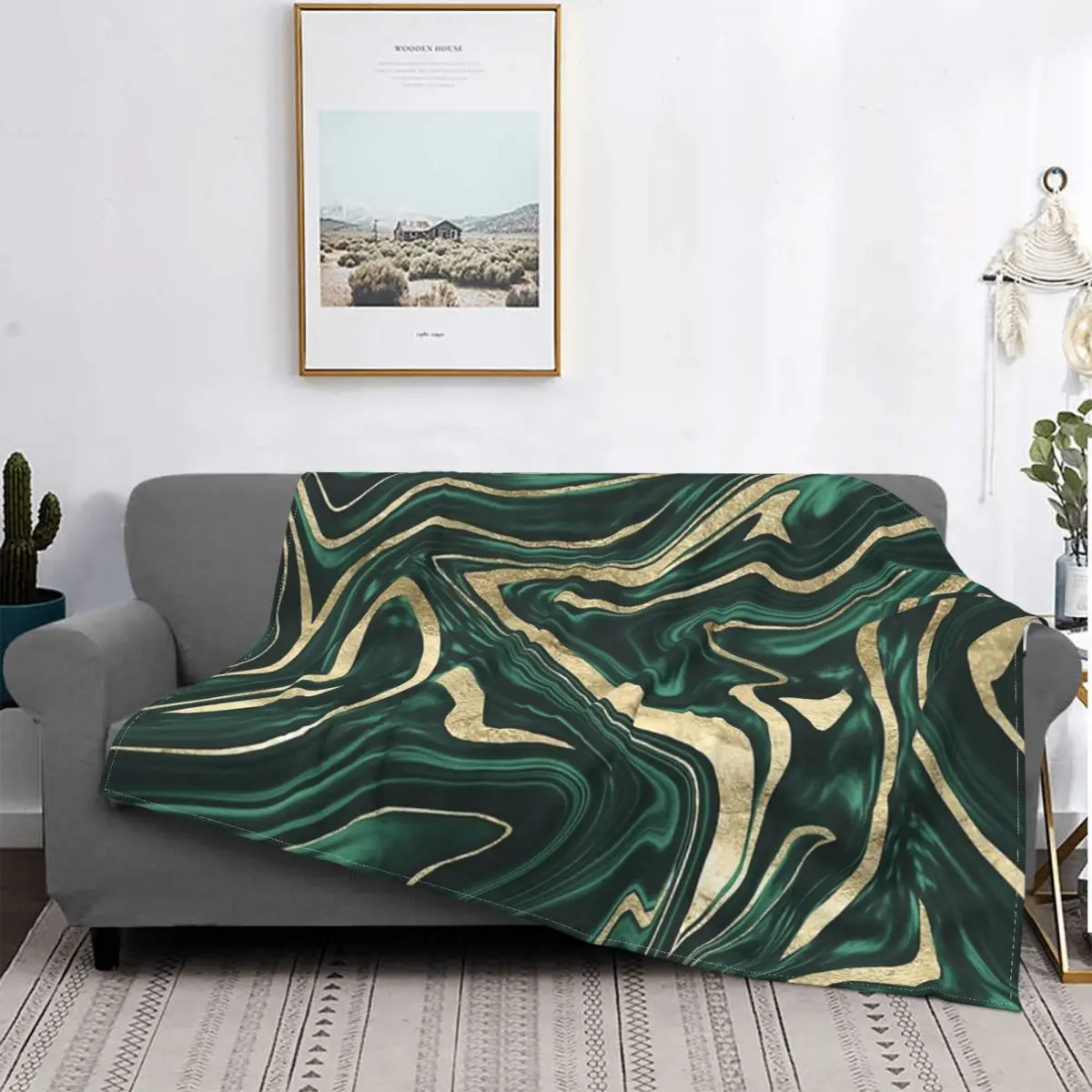 

Manta de mármol verde esmeralda negro dorado, colcha para cama a cuadros, manta mullida a cuadros para Picnic, toalla de playa d
