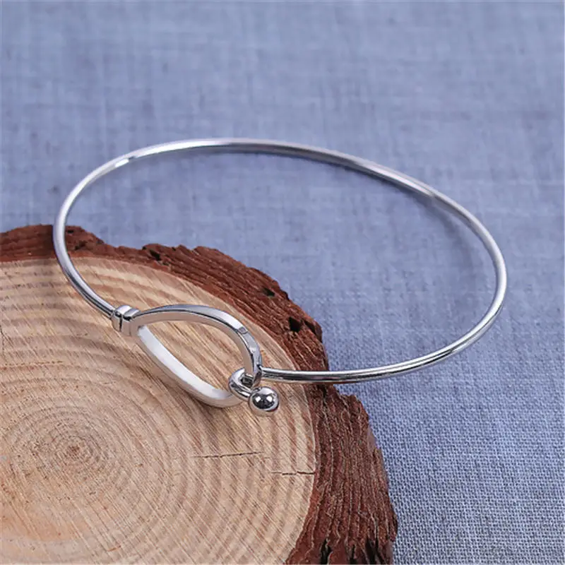 

1 Piece New Fashion Stainless Steel Bangles Bracelets Can Open Jewelry For Women Girls Party Trendy Gifts 20.5cm - 20cm Long