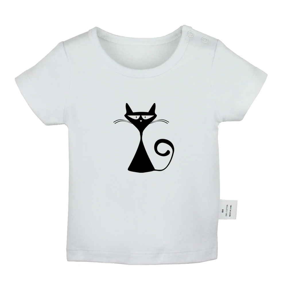 Cat Silhouette Cute Black Cats Collection Design Newborn Baby T-shirts Toddler Graphic Short Sleeve Tee Tops |