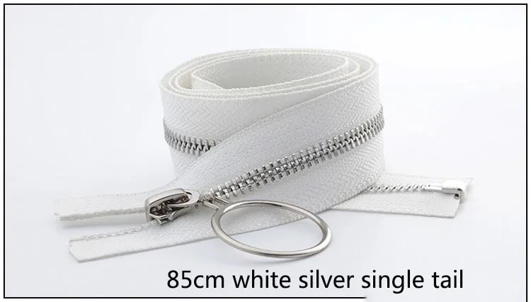 85cm white silver Meetee 5#85 см 120 см Металлические молнии открытый конец двойной/sigle кольцо Ползунки молния для шитья пальто куртка молния одежда аксессуары - Цвет: 85cm white silver
