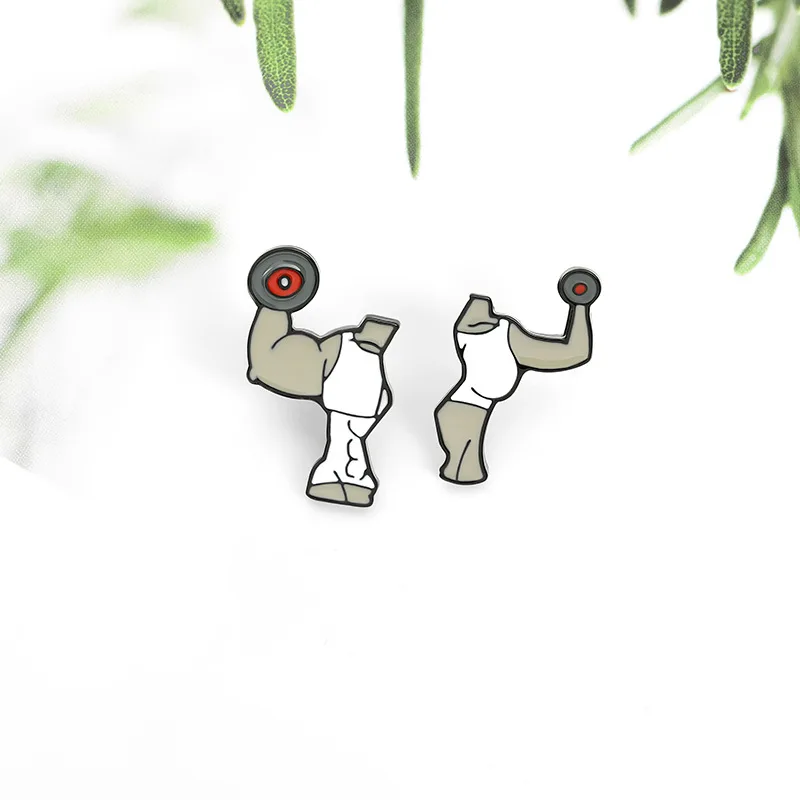 Эмаль на булавке фитнес пара гантели Ювелирная брошь сосны блестящий значок