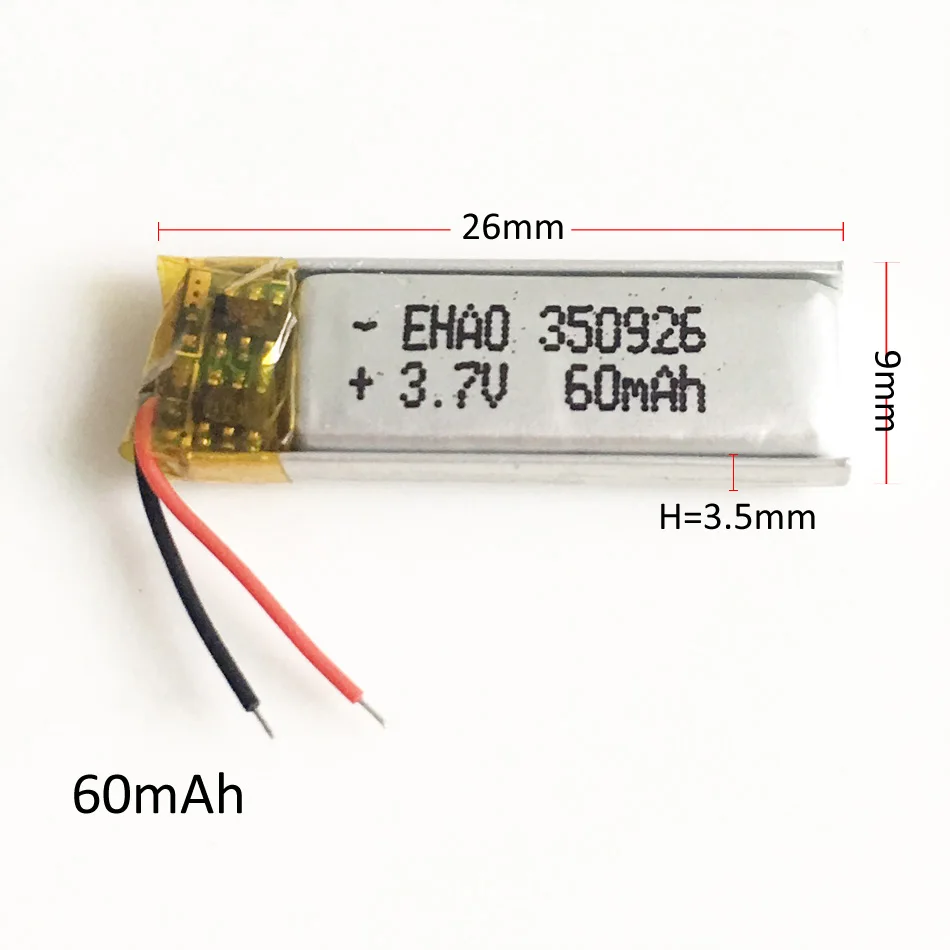 350926 3,7 в 60 мАч литиево-полимерный lipo аккумуляторная батарея li cells для MP3 ручка Bluetooth MID гарнитура головная ручка с камерой 381220