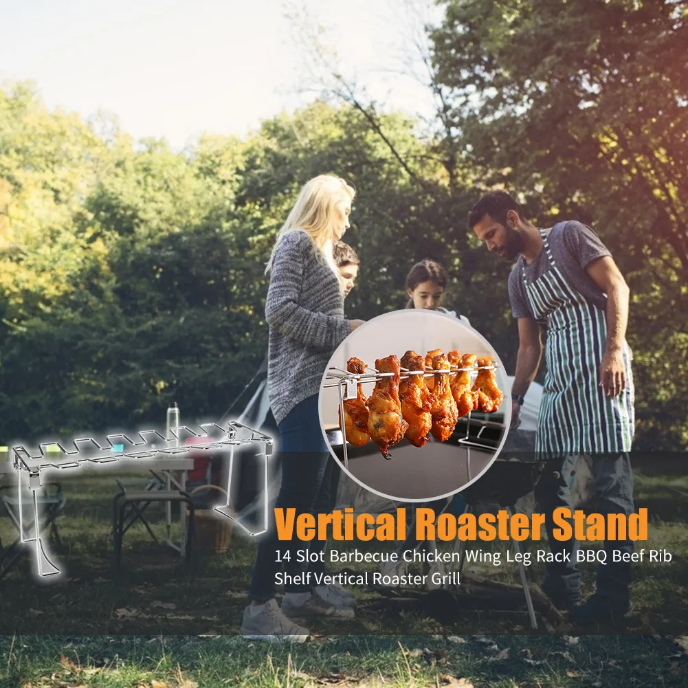 Портативная корзина для гриля сетчатый зажим 14 слотов полка из нержавеющей стали