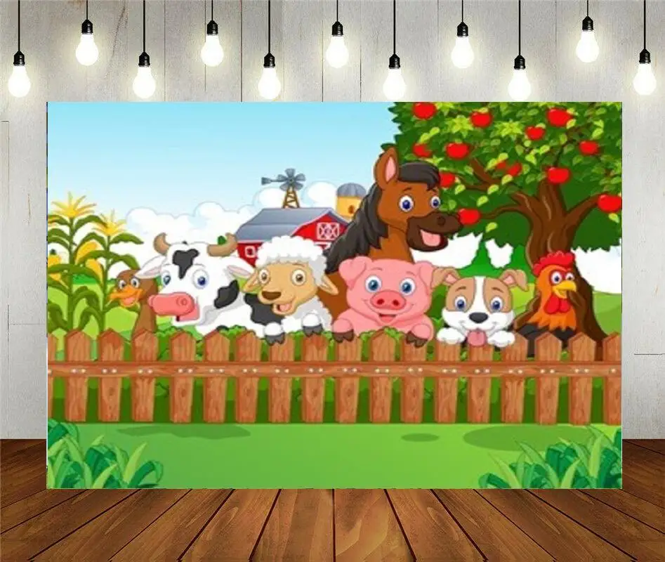 

Реквизит для фотостудии Фотография фон коллекция ферма животные мультфильм Виниловый фон детский день рождения украшение вечерние ринки