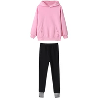 children clothing set girls suit autumn 2021 solid color girls sport suit sweater shirt pants kid sporty casual outerwear new