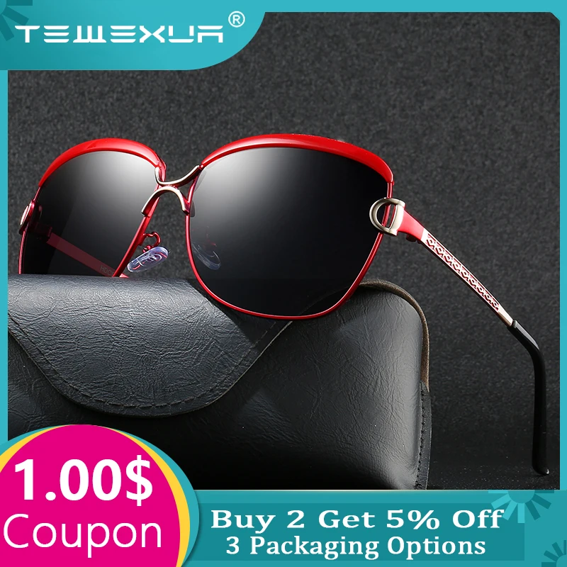 Женские прямоугольные солнцезащитные очки TEWEXUA большие из сплава с