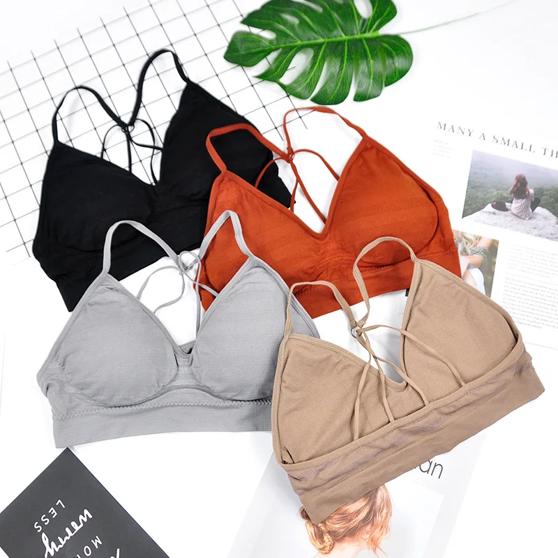 Женский бюстгальтер в полоску с парашютом открытой спиной без стального