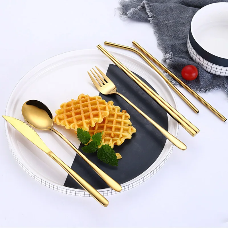 Набор столовых приборов из нержавеющей стали комплект 7 ложка вилка палочки