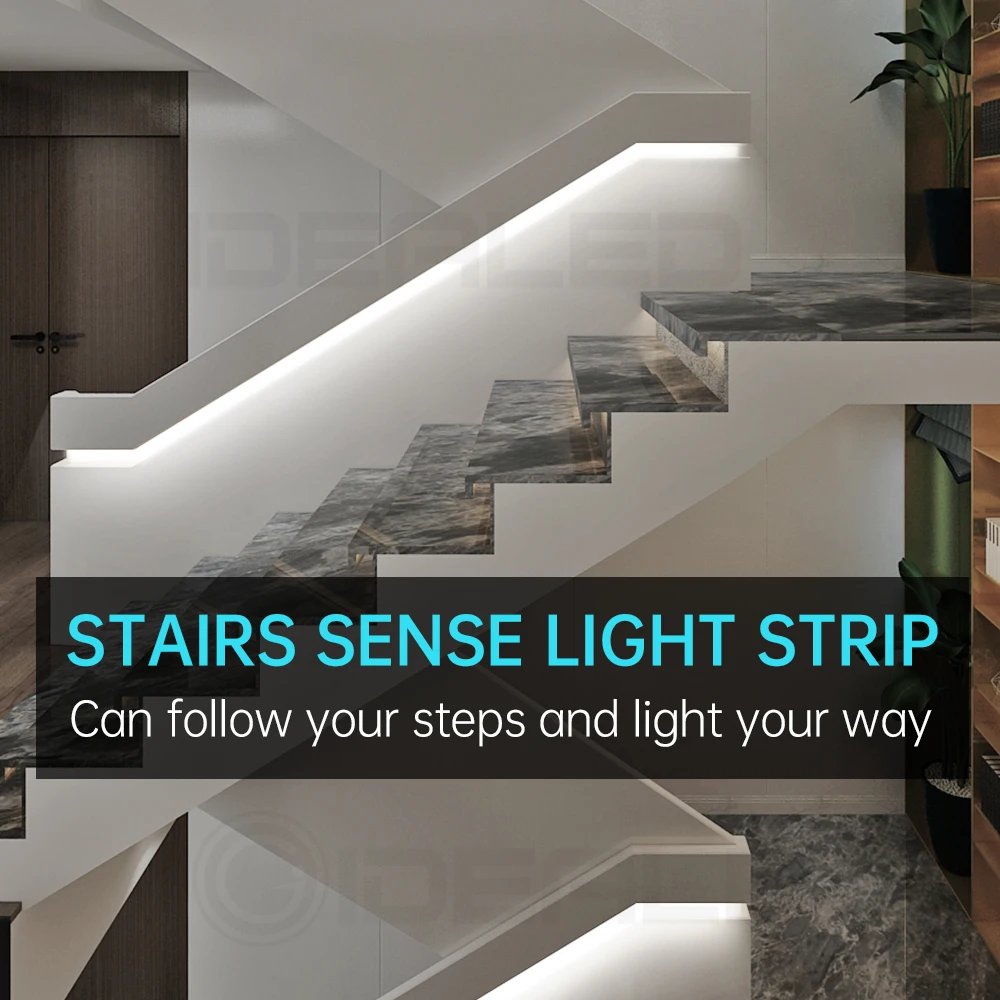 PIR Motion sensor light strip mini control Stair streamline under cabinet night light Addressable LED Strip Tape for the stair