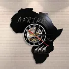 Виниловые настенные часы, украшение на стену в виде африканских животных, дикой природы, жирафа, для детской комнаты, виниловая запись, уникальный подарок