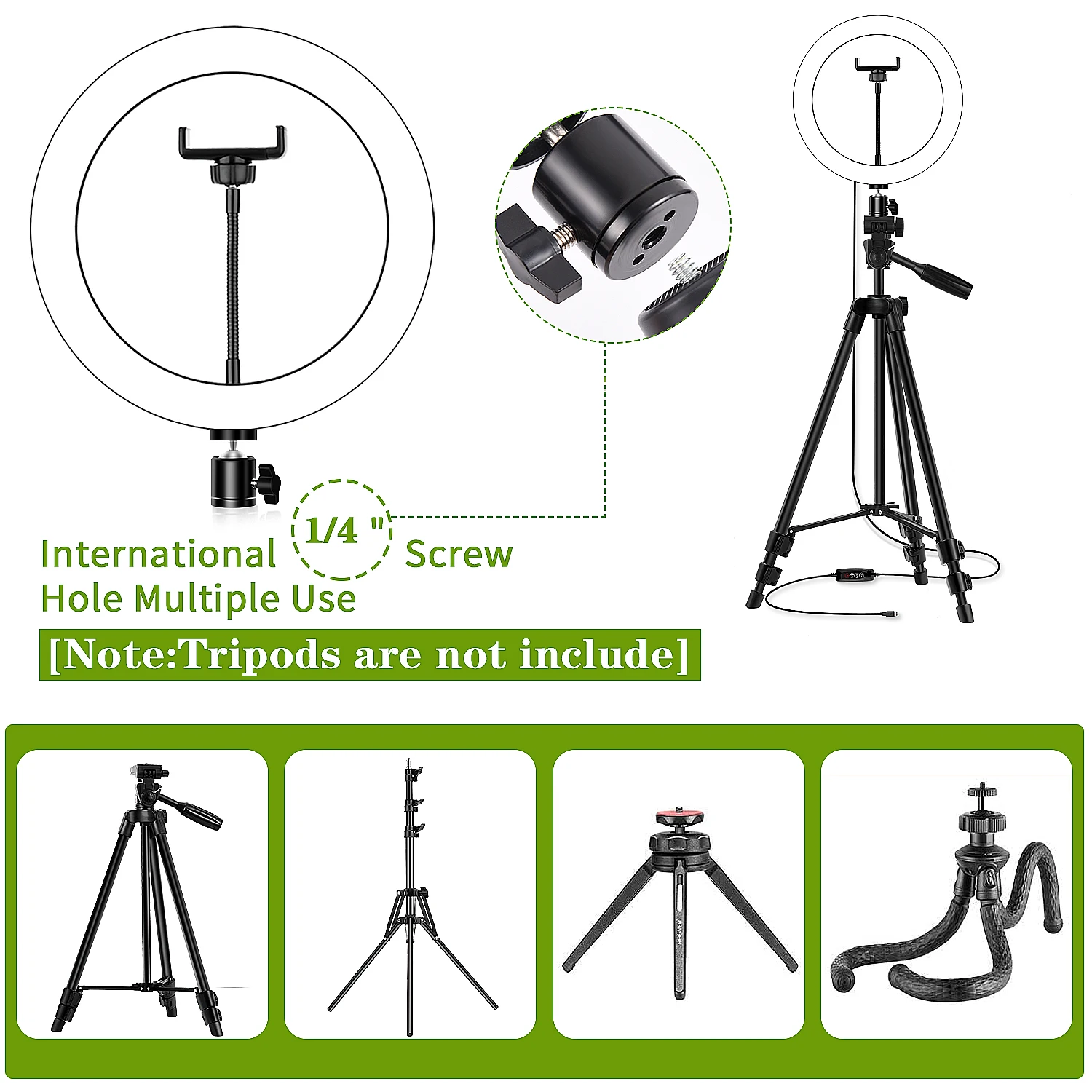 Светодиодный кольцевой светильник для селфи со штативом лампа и держателем