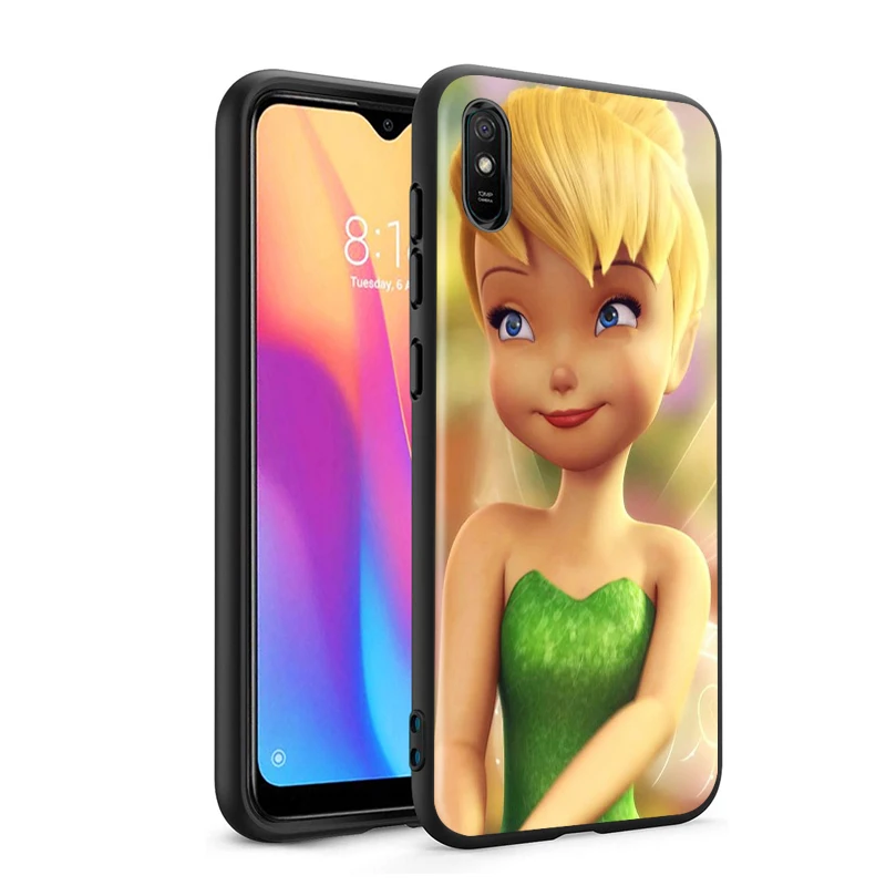 

Disney Tinkerbell princess for Xiaomi Redmi 10X Pro 9C 9A 9T 9 GO K40 K30 Ultra K20 8 7 S2 6 5 4X Pro Soft Black Phone Case