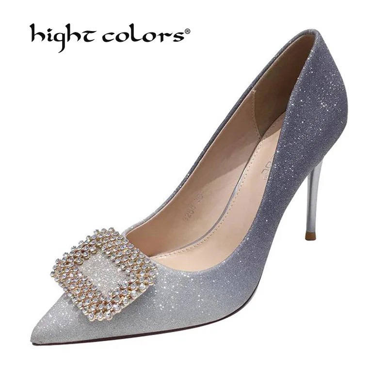 

Фирменная Новинка 2021 модные стразы женские туфли-лодочки; Пикантные туфли на высоком каблуке 6,5/9 см с острым носком; Вечерние золотистые сва...