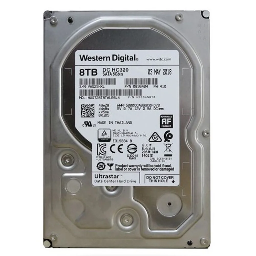 НОВЫЙ Western Digital 3 5 HUS728T8TALE6L4 Ultrastar DC HC320 8 ТБ SATA 6 ГБ/сек. 7200 об/мин 256MB Кэш жесткий диск