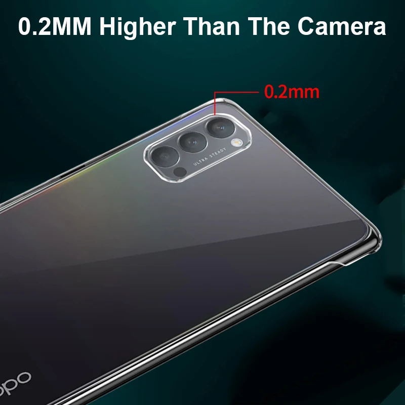 frameless pc hard phone case for oppo reno 3 4 5 6 pro plus find x2 x3 lite neo pro a5 a9 2020 realme gt neo x3 superzoom cover free global shipping