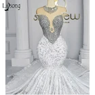 Роскошное свадебное платье-Русалка Дубая, кружевные свадебные платья с 3D цветами и длинным шлейфом, свадебное платье с бусинами, свадебное платье