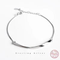 925 sterling silver korean version simple smooth geometric long twisted piece chain bracelet women party jewelry accessories