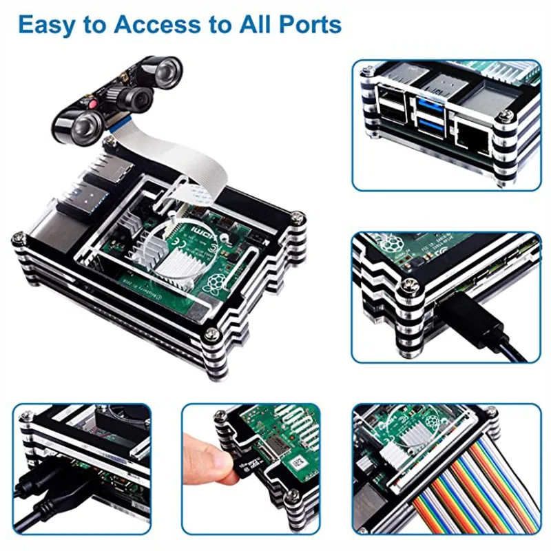 Стартовый комплект Raspberry Pi 4 Model B адаптер питания + чехол с вентилятором радиатора