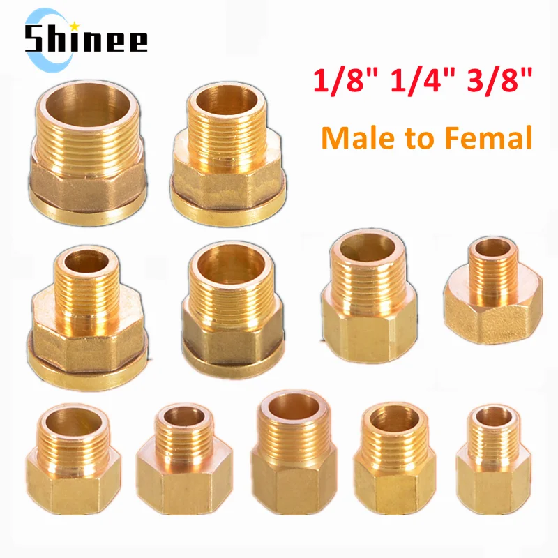 Brass 1/8 1/4 3/8 Female to Male Threaded Hex Bushing Reducer Copper Pipe Fitting Water Gas Adapter Coupler Connector