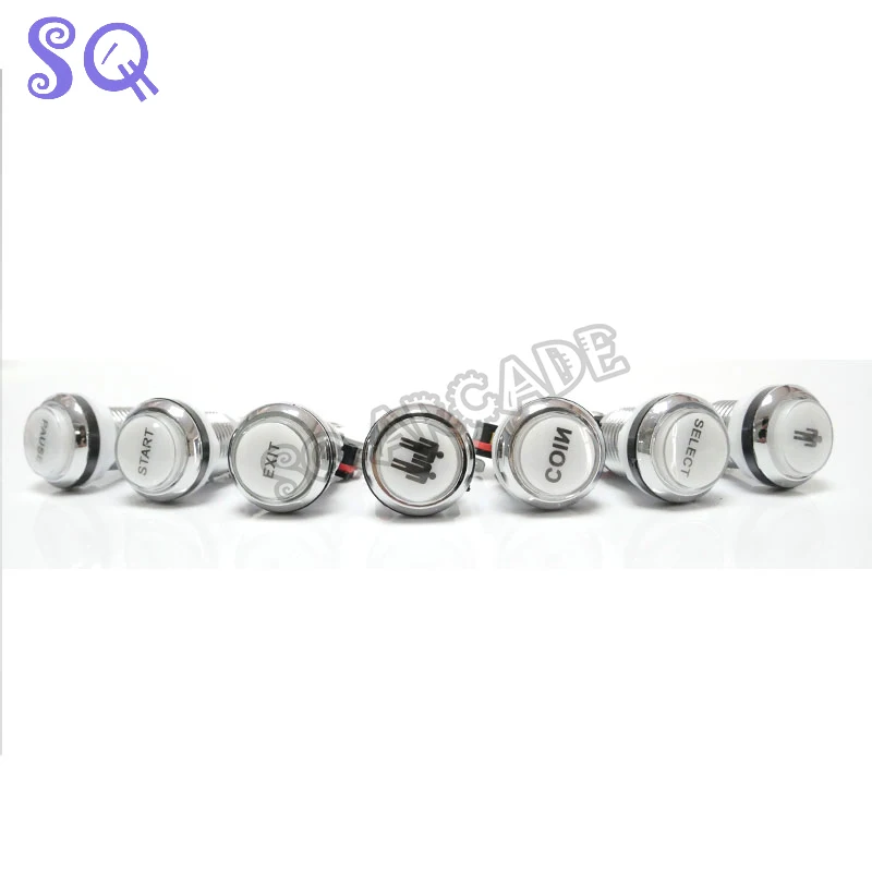 Фото SQ 12V LED Arcade Push Button Microswitch CHROME Silver Plated Illuminated Stents 1/2Players for JAMMA Arcade Game Machine Parts №2