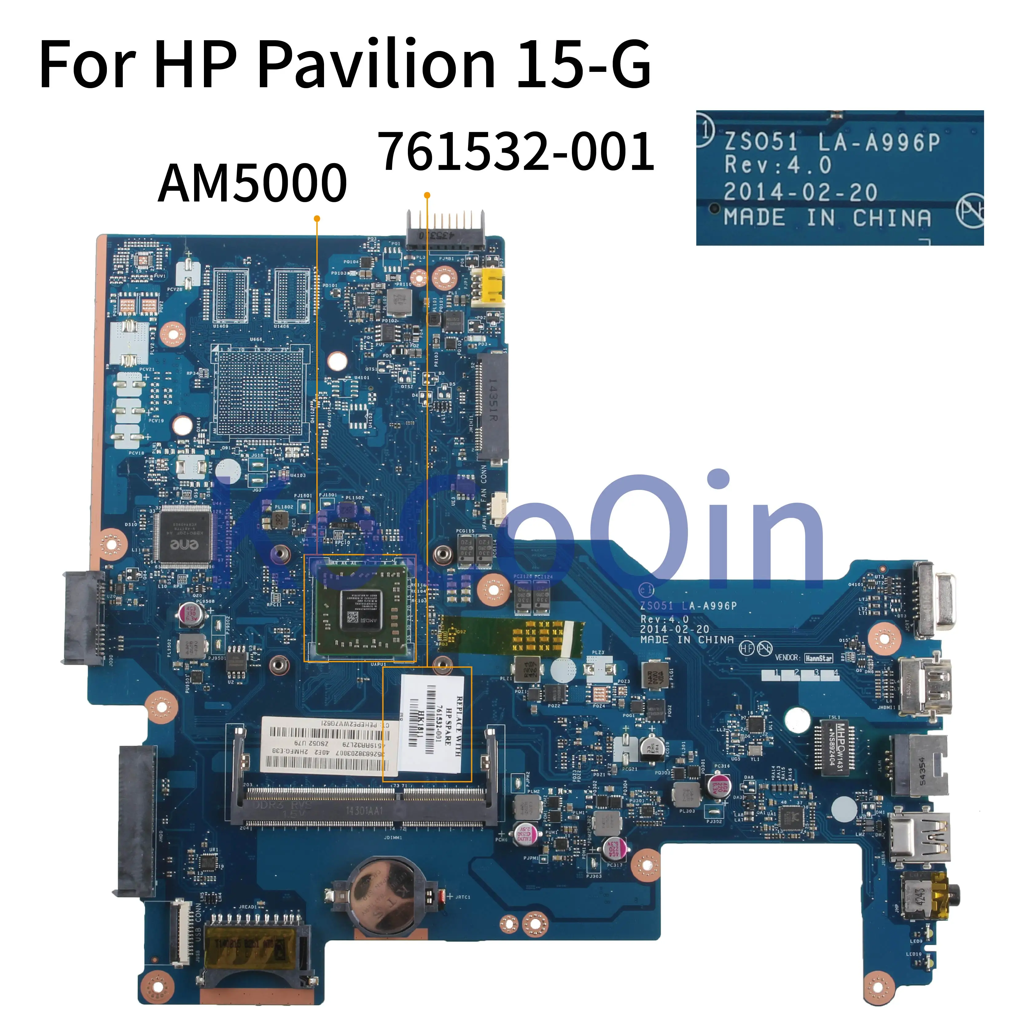 KoCoQin материнская плата для ноутбука hp павильон 15-G 255 G3 AM5000 материнская плата 761532-001 761532-501 ZSO51 LA-A996P AM5000