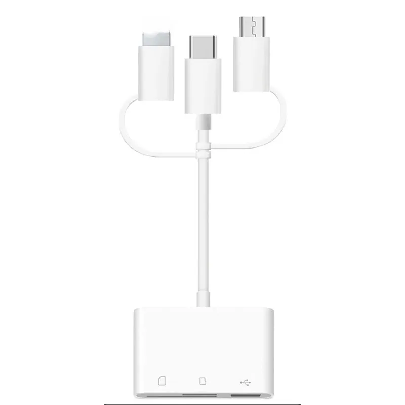 

USB-устройство для чтения карт памяти 3-в-1, универсальные TF-карты, безопасные цифровые карты памяти, адаптер для телефона для Iphone, Android, Type-C