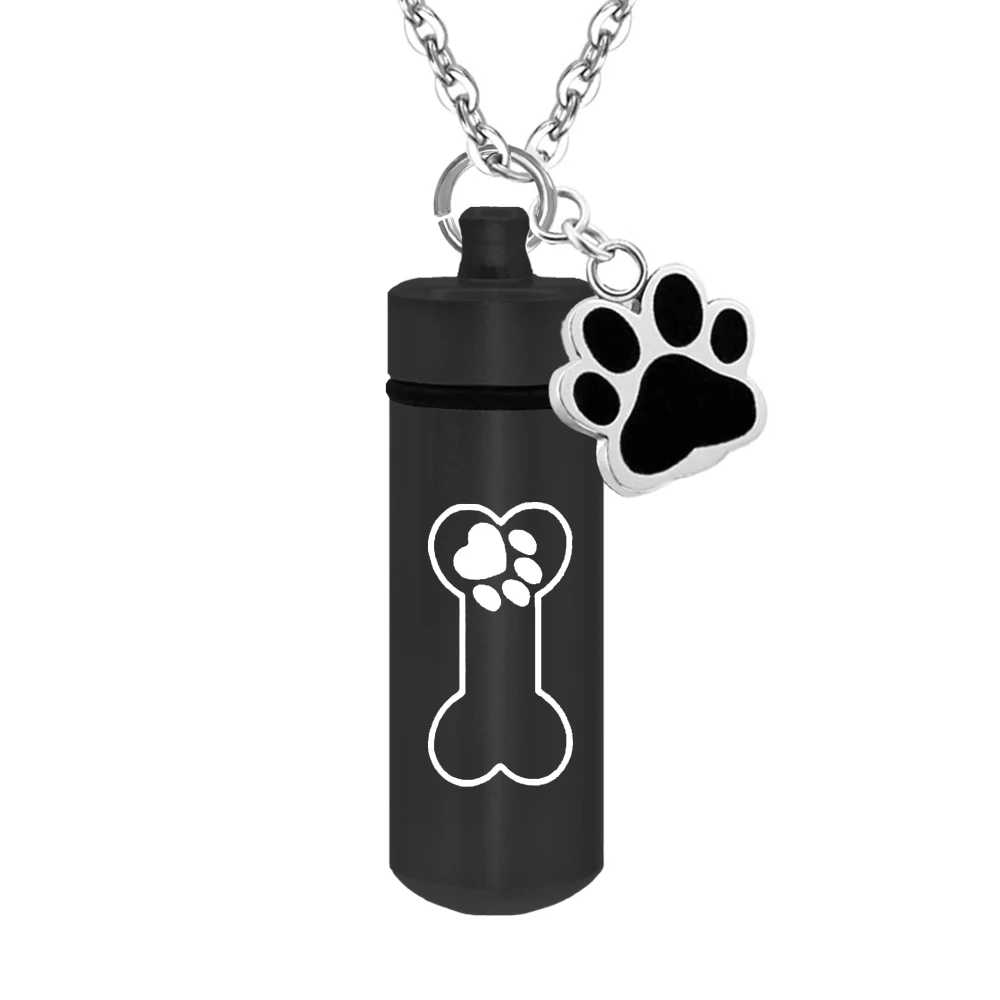 

Always In My Heart Pets Cremation Urn Necklace Dog Cat Ash Jewelry Memorial Keepsake Paw Print Pendant with Funnel Filling Kits