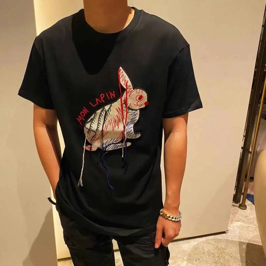 

Женские Модные Топы И Футболки RK0251 2021 Подиумные роскошные известные брендовые европейские дизайнерские стильные футболки для вечерние жен...