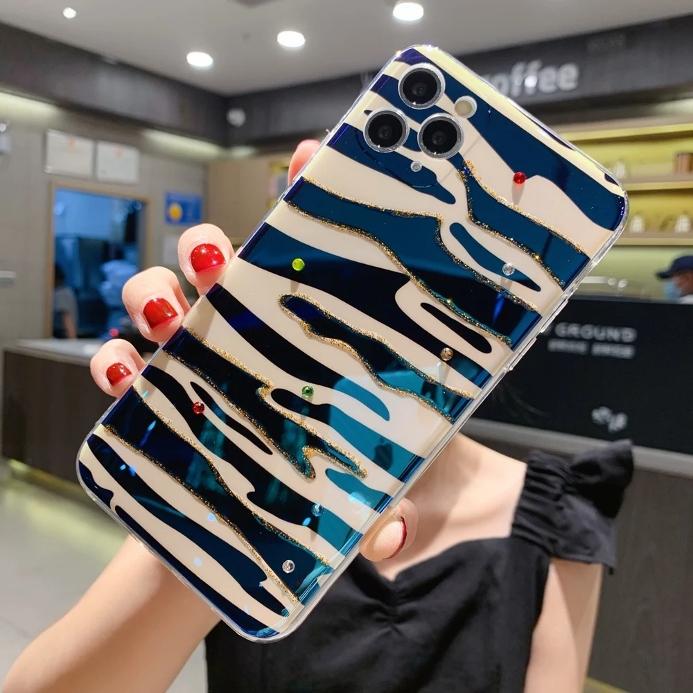 

sumkeymi Cute Zebra Pattern Blu-ray Soft Silicone Cover Phone Case For iphone 11 Case For iphone 12 Pro 7 8 Plus Pro Max XS XR