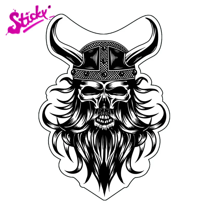 

STICKY Viking Skull Decal Valhalla Bearded Warrior Scandinavian Sticker Decal Decor Motorcycle Off-road Laptop Trunk Guitar