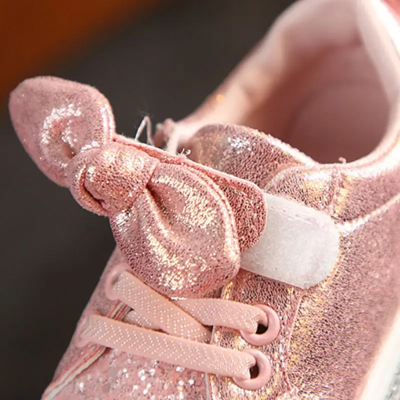 

Kids Baby Girls Lovely Shoes Casual Anti-Slip Sequins Bowknot Design Shoes Sneakers Toddler Soft Soled Walking Shoe