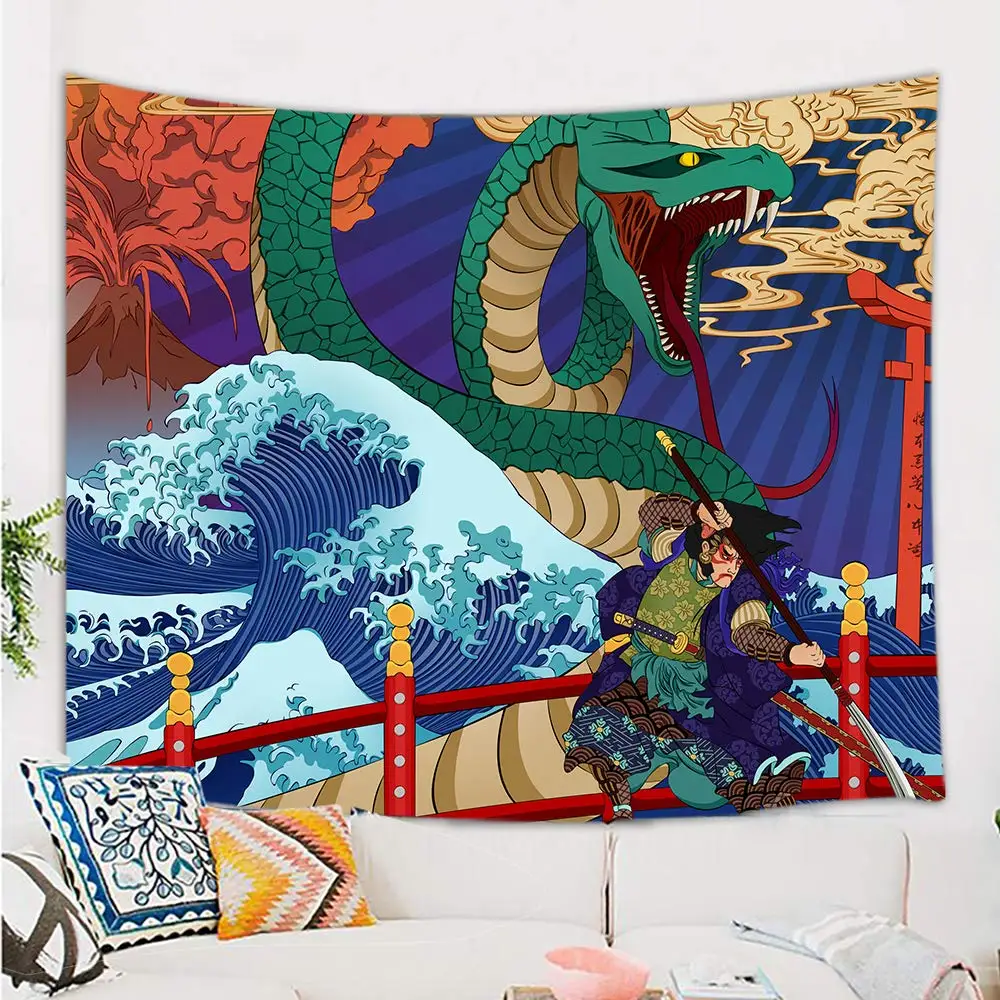 Японский гобелен настенный художественный подвесной психоделический с